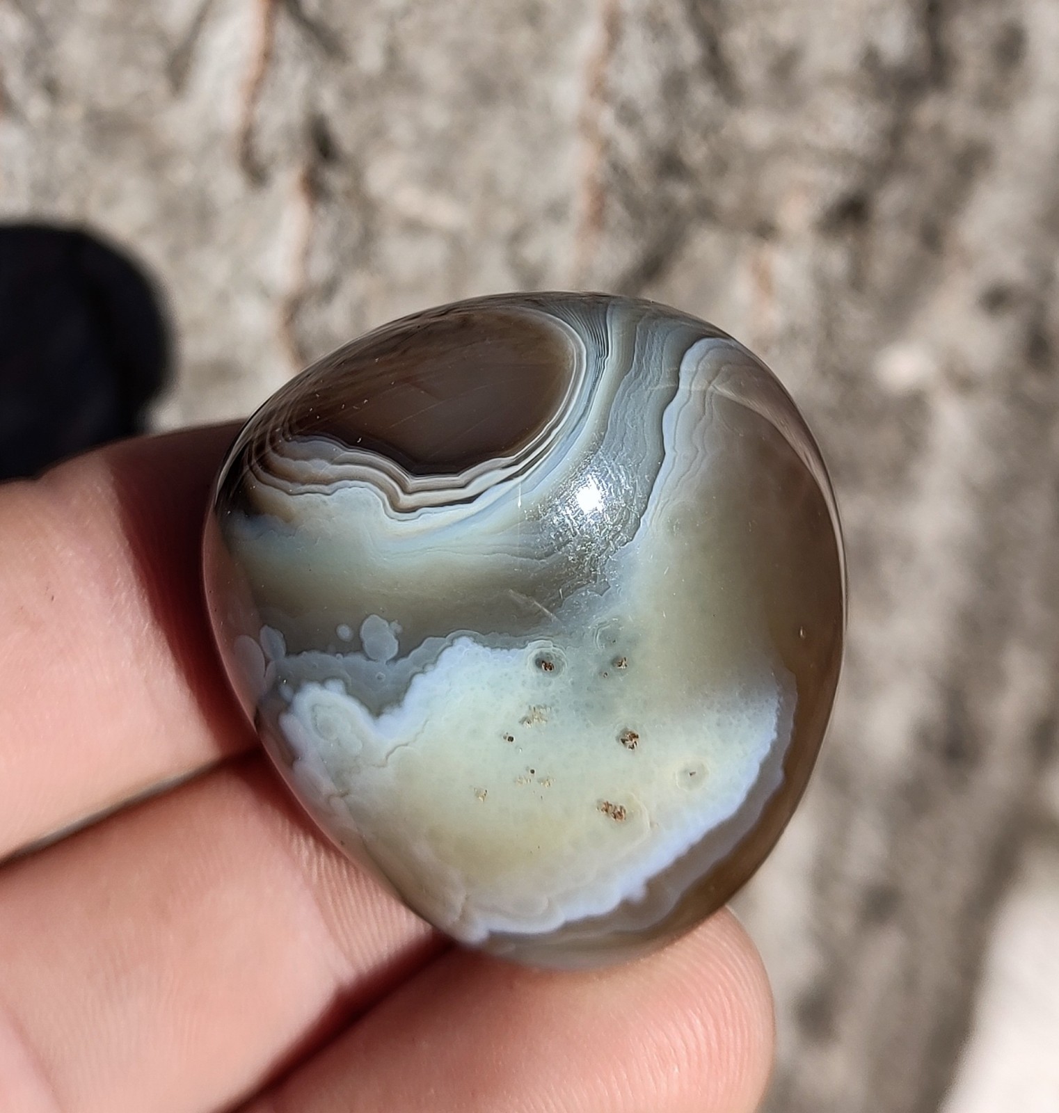POLISHED BEAUTIFUL BOTSWANA AGATE, 46G NATURAL LAYERED BOTSWANA EYE AGATE