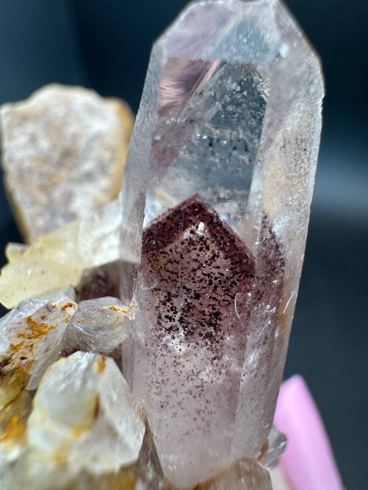 6788 Sunset Phantom Quartz Cluster with Nice Hematite Inclusions India 125g