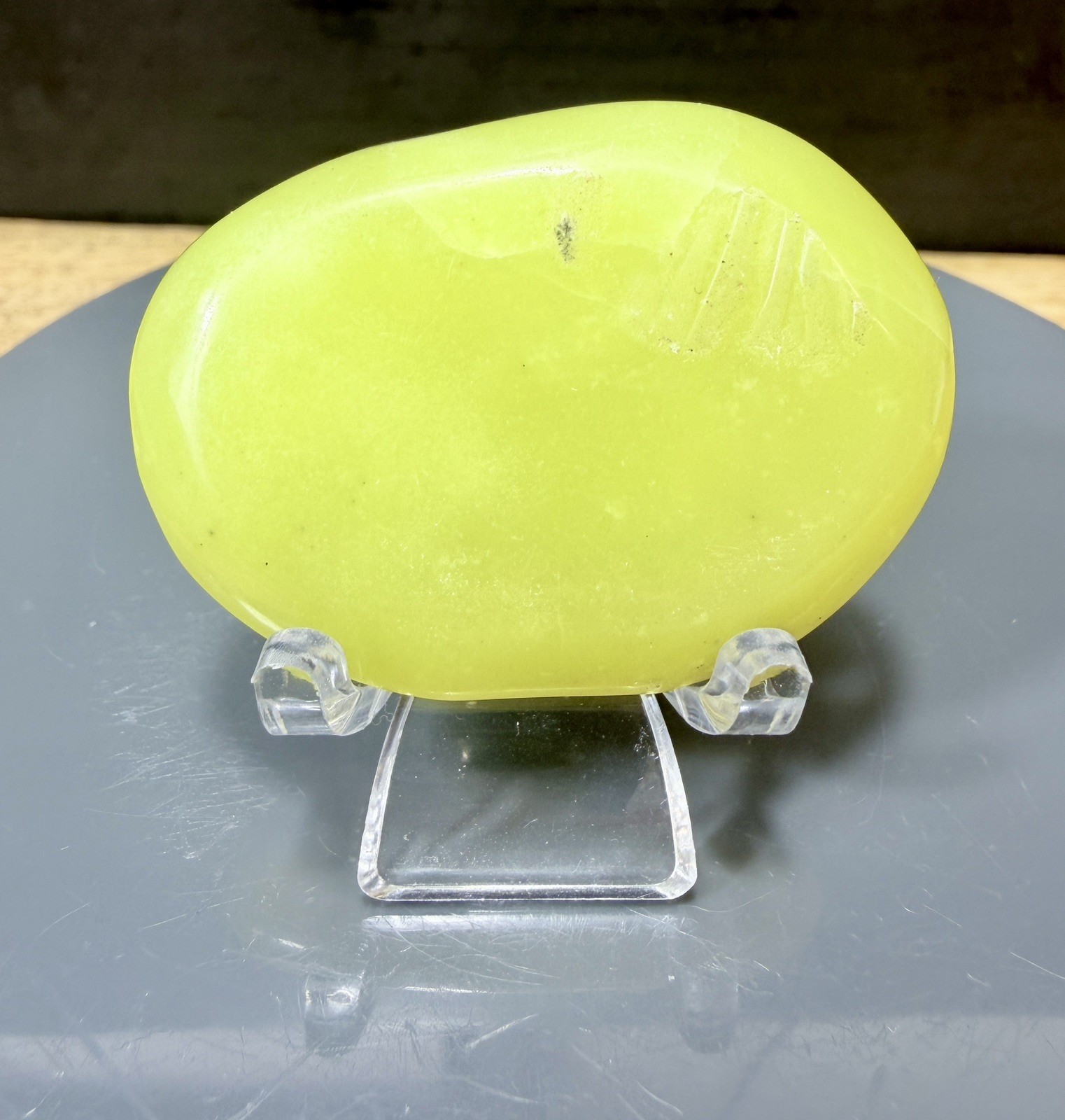 Crystal Lemon Jade Palm Stone Flat Healing Spiritual Collect yellow pocket 27g 3