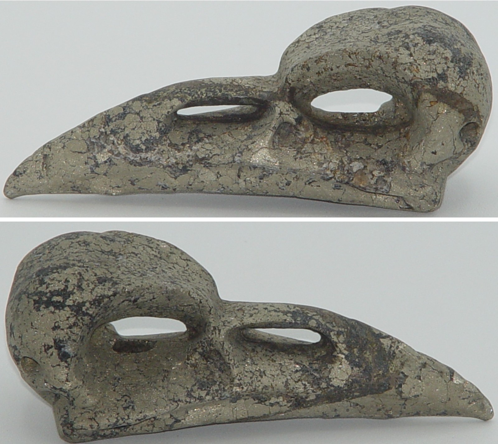 Pyrite Raven Skull Carving | Natural Iron Pyrite Crow Skull | Gothic Decor (13)