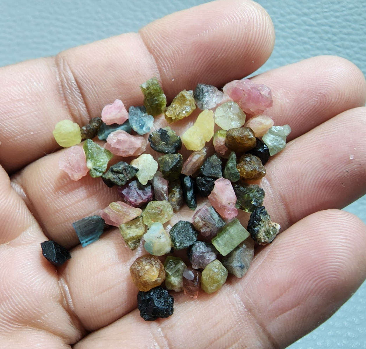 50 Pcs Awesome A+ Multi Tourmaline Rough Crystal Raw Size 5-10 MM Jewelry Making