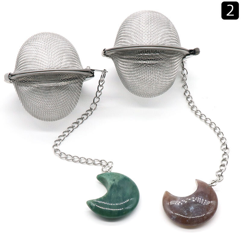 10PCS Natural Alloy Crystal Moon Shaped Pendant Tea Maker Filter Craft