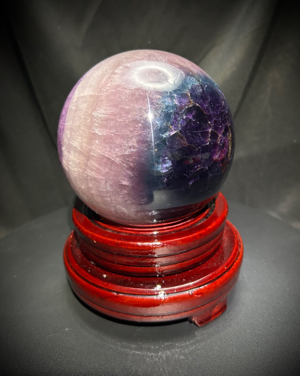 4.5″ Colorful Rainbow Fluorite Sphere With Wood Stand 5lb 11oz