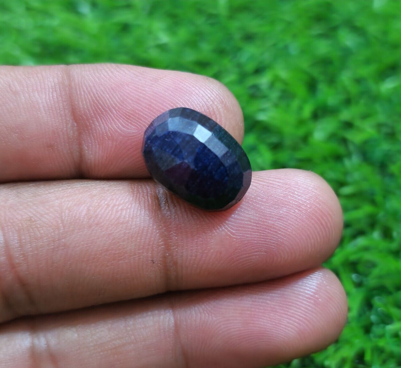 Wonderful Fine 18 Crt Dark Blue Sapphire Faceted Oval Loose Gemstone For Jewelry