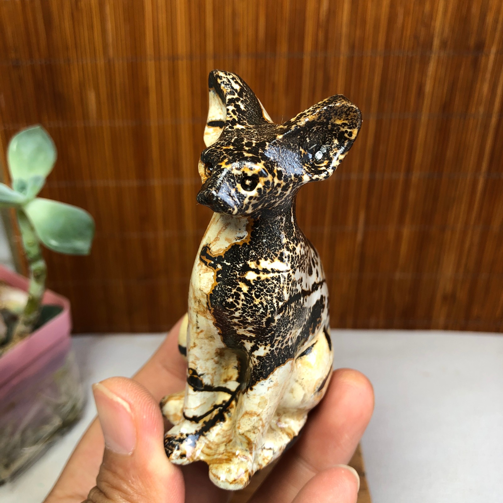 Rare Natural Traditional Chinese Painting Hand Carving Animal Model 117g g8396