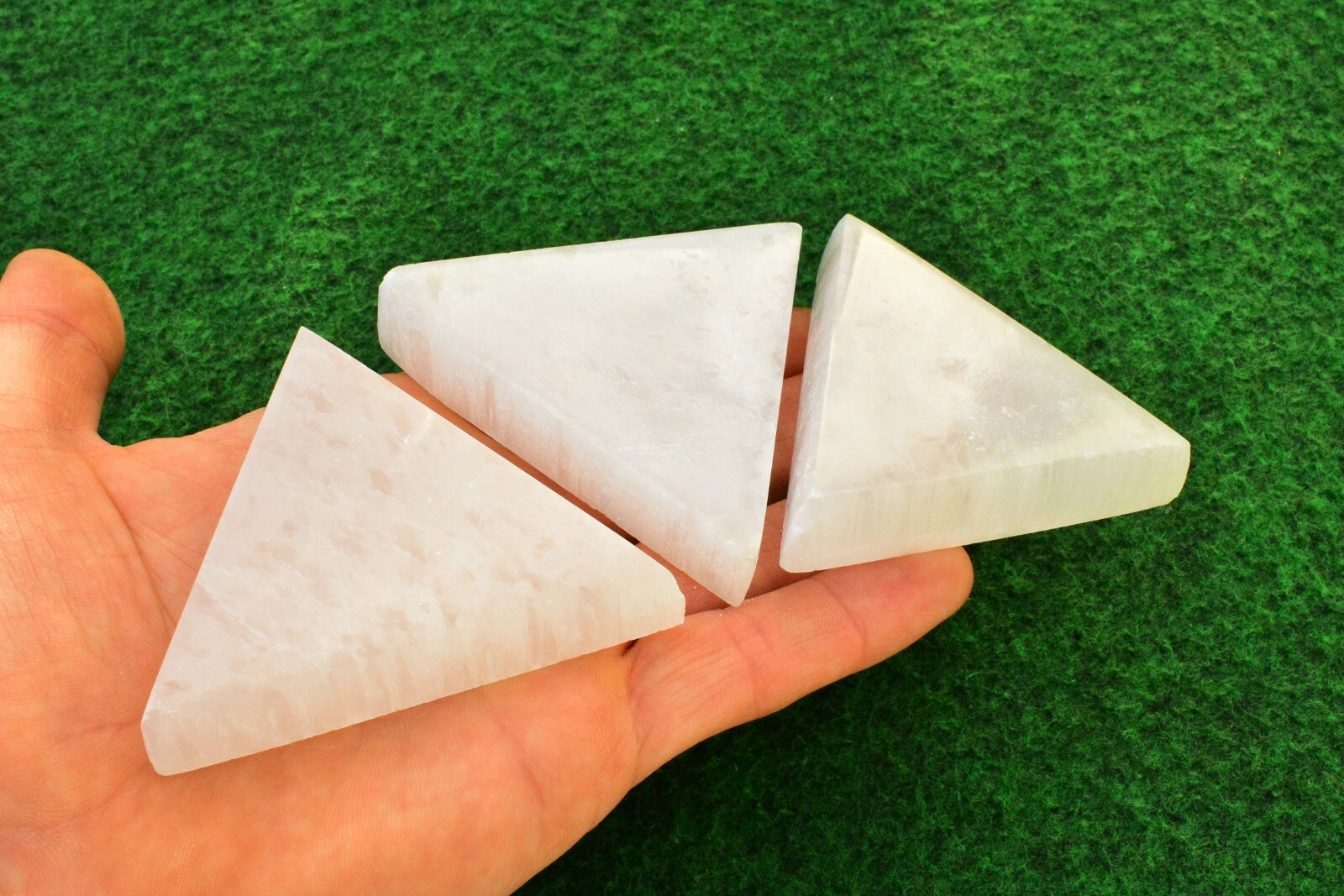 2 Selenite Crystal Triangle 7cm Charging Cleansing Plate Disk Sacred Geometry💎✔