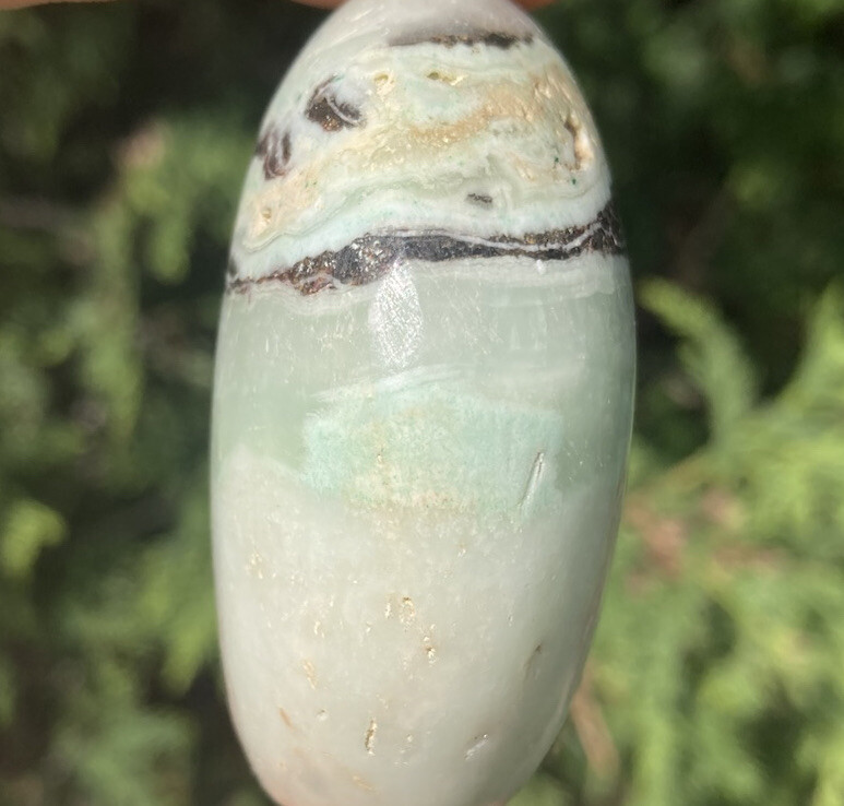 Handmade Polished BLUE ARAGONITE Healing Crystal Palm Stone Pebble CONGO 2.4″