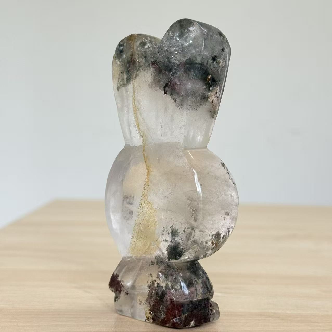 300g Natural Garden Quartz Cute Bunny Crystal Carving Healing Table Decor