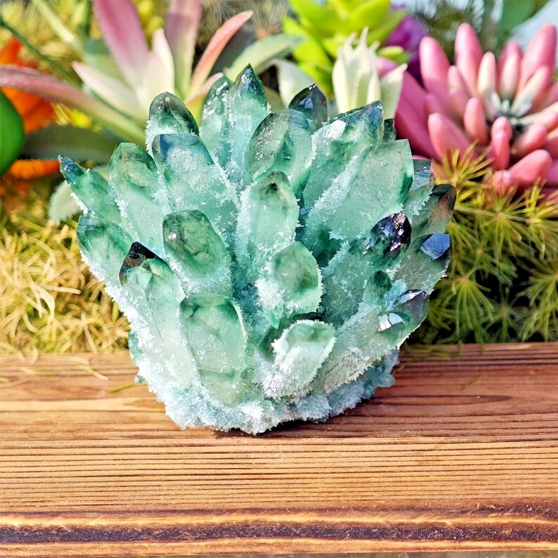 200g+Rare Large Raw Green Phantom Quartz Crystal Cluster Quartz Mineral Specimen