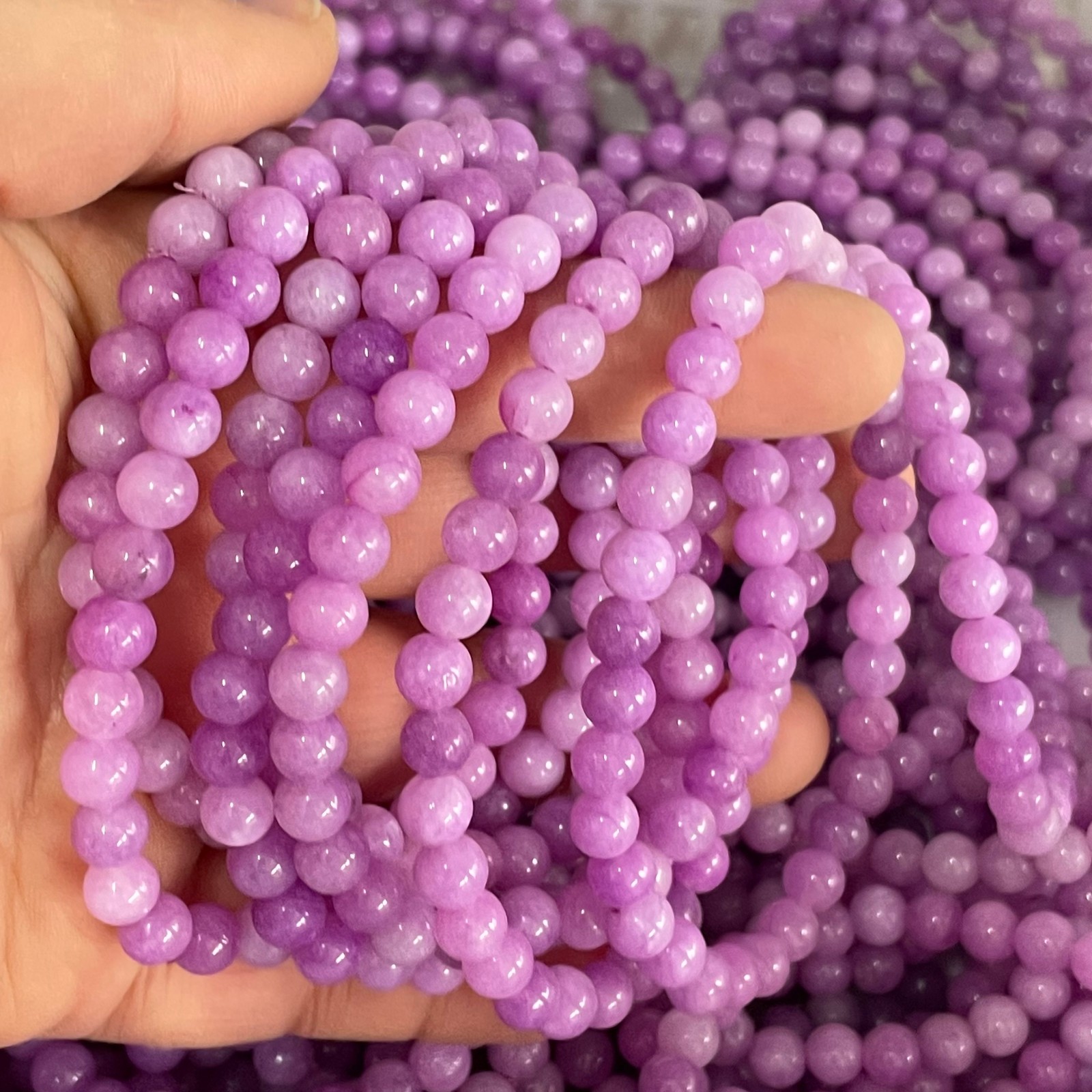 10pcs Kunzite Beads Purple Crystal Healing Reiki Infused Gemstone Size 6mm