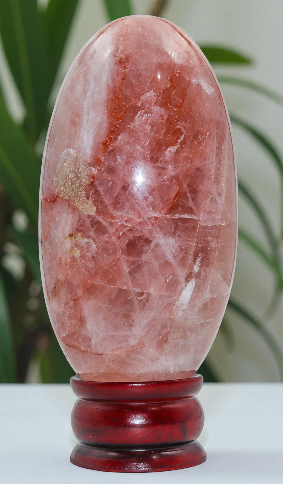 Red Hematoid Quartz Crystal Stone Lingam Healing Decor Meditation Gift 1630g