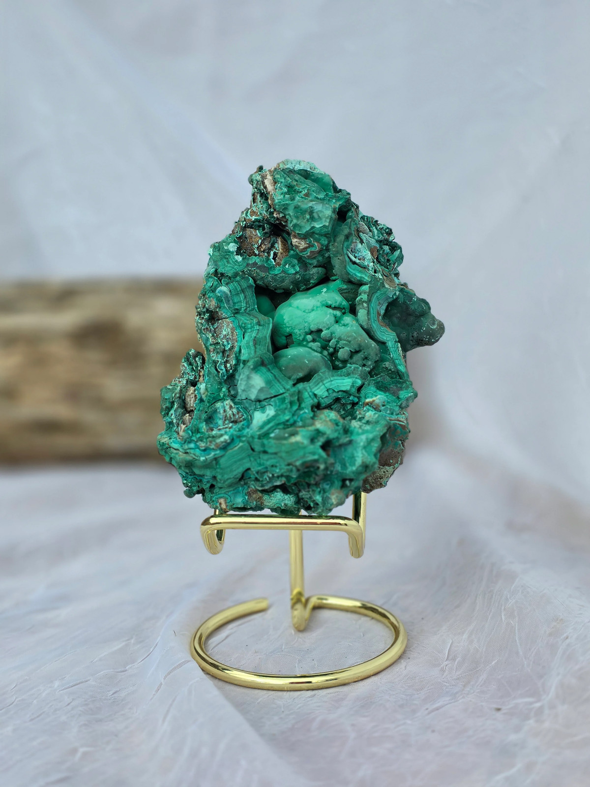 Congo Fibrous Malachide Specimen Raw High Quality on Stand 1.68 lbs