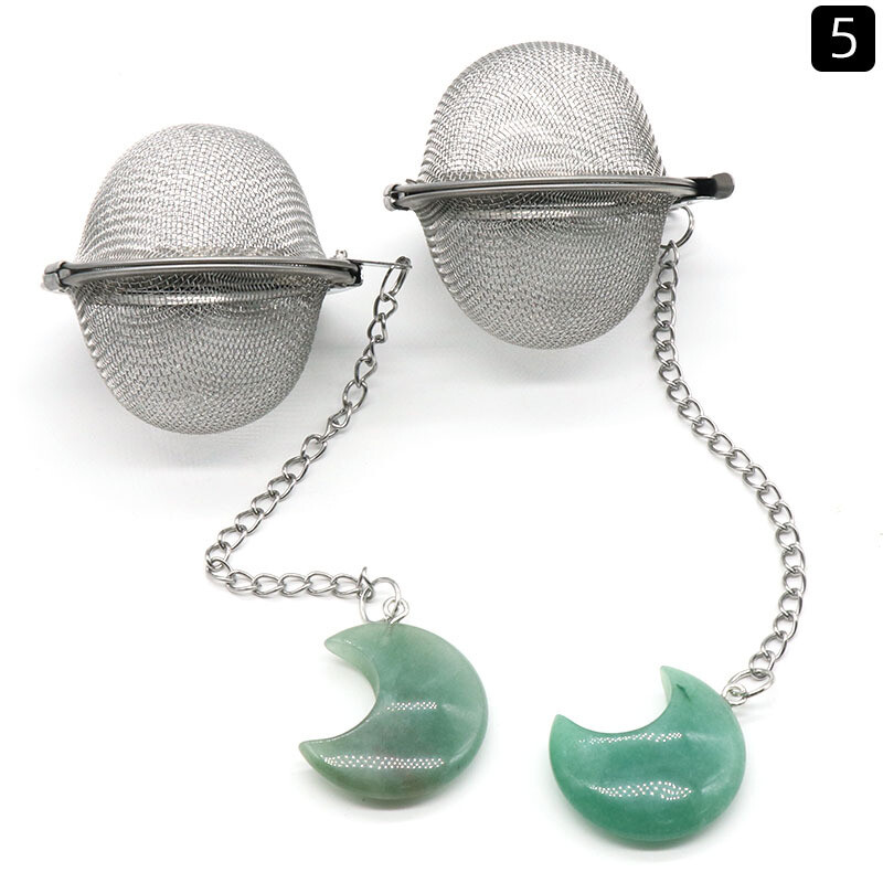 10PCS Natural Alloy Crystal Moon Shaped Pendant Tea Maker Filter Craft