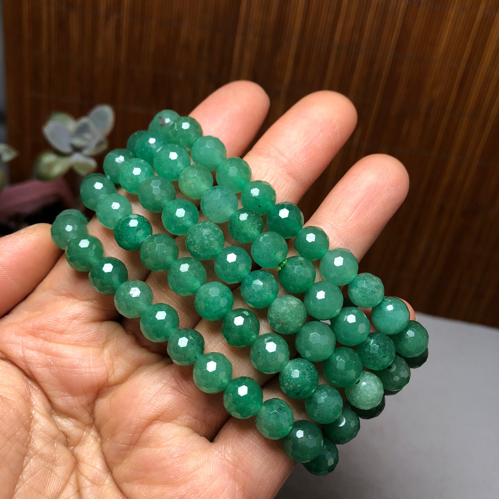 5Pcs Natural Aventurine Quartz bracelets Crystal ball sphere facet 8mm A3426