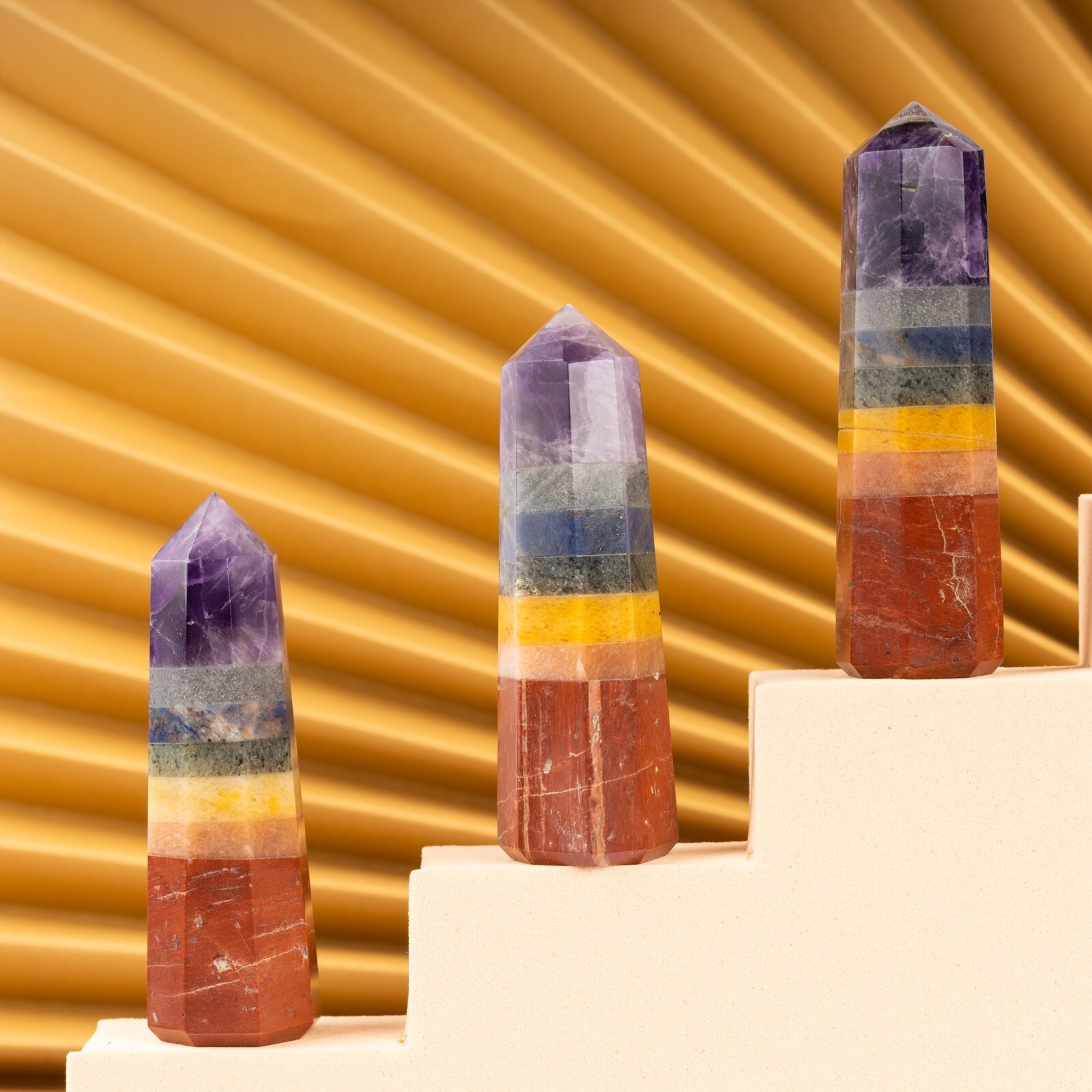 Natural 7 Chakra Obelisk Point Crystal Tower 2.5-3″, Healing Crystals and Stones
