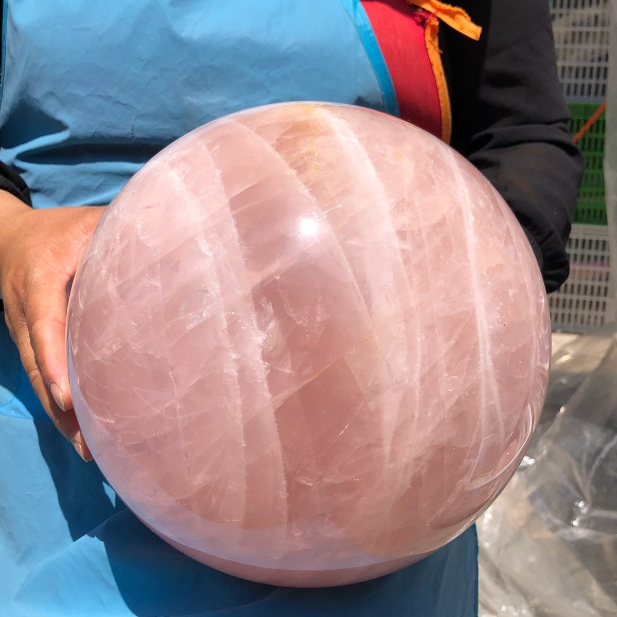 29.87LB Natura crystal Rose Quartz Sphere for Heart Chakra Balances Energy