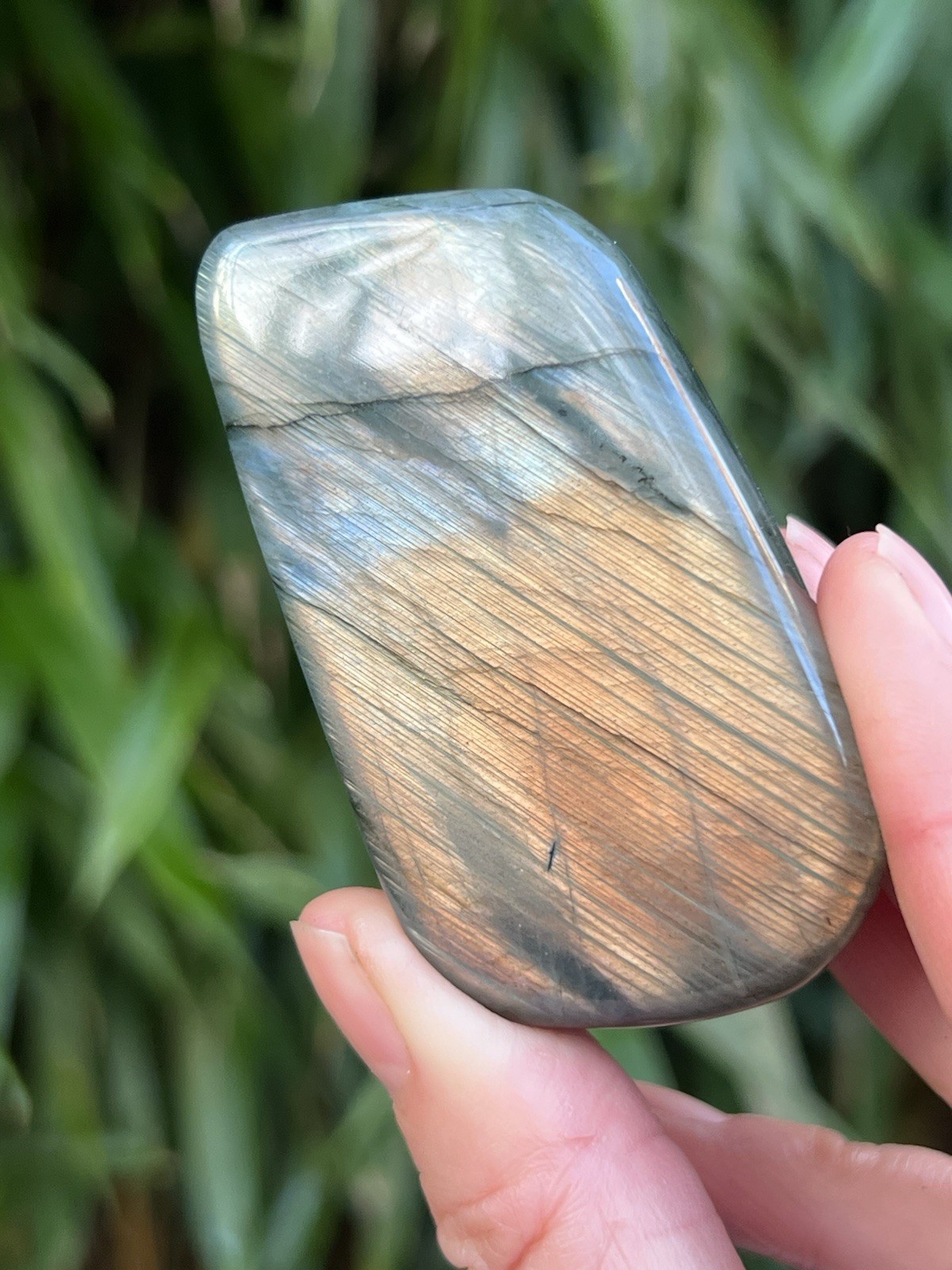 Silver Blue Orange Labradorite Freeform Iridescent Crystal AAA+ 16
