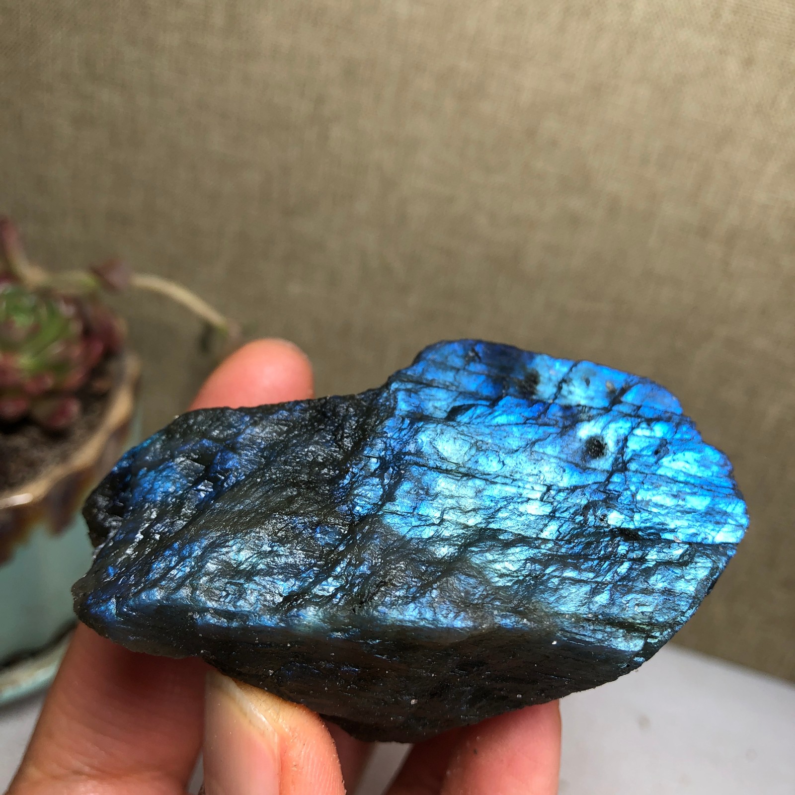 70mm Natural Labradorite Crystal gemstone rough original Specimen 142g A3458