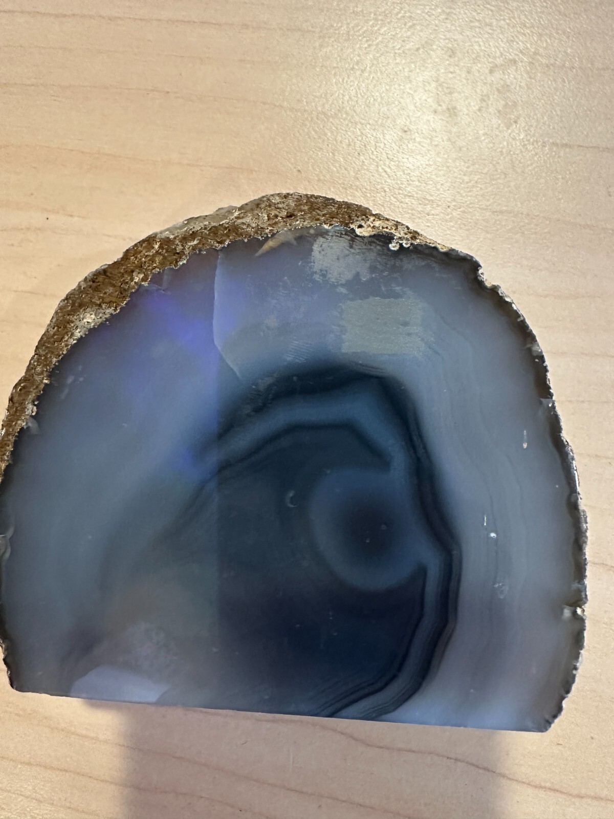 Agate, nice banding, cut & polished on one side, 1 lb. Teal/Blue Hues – unique!