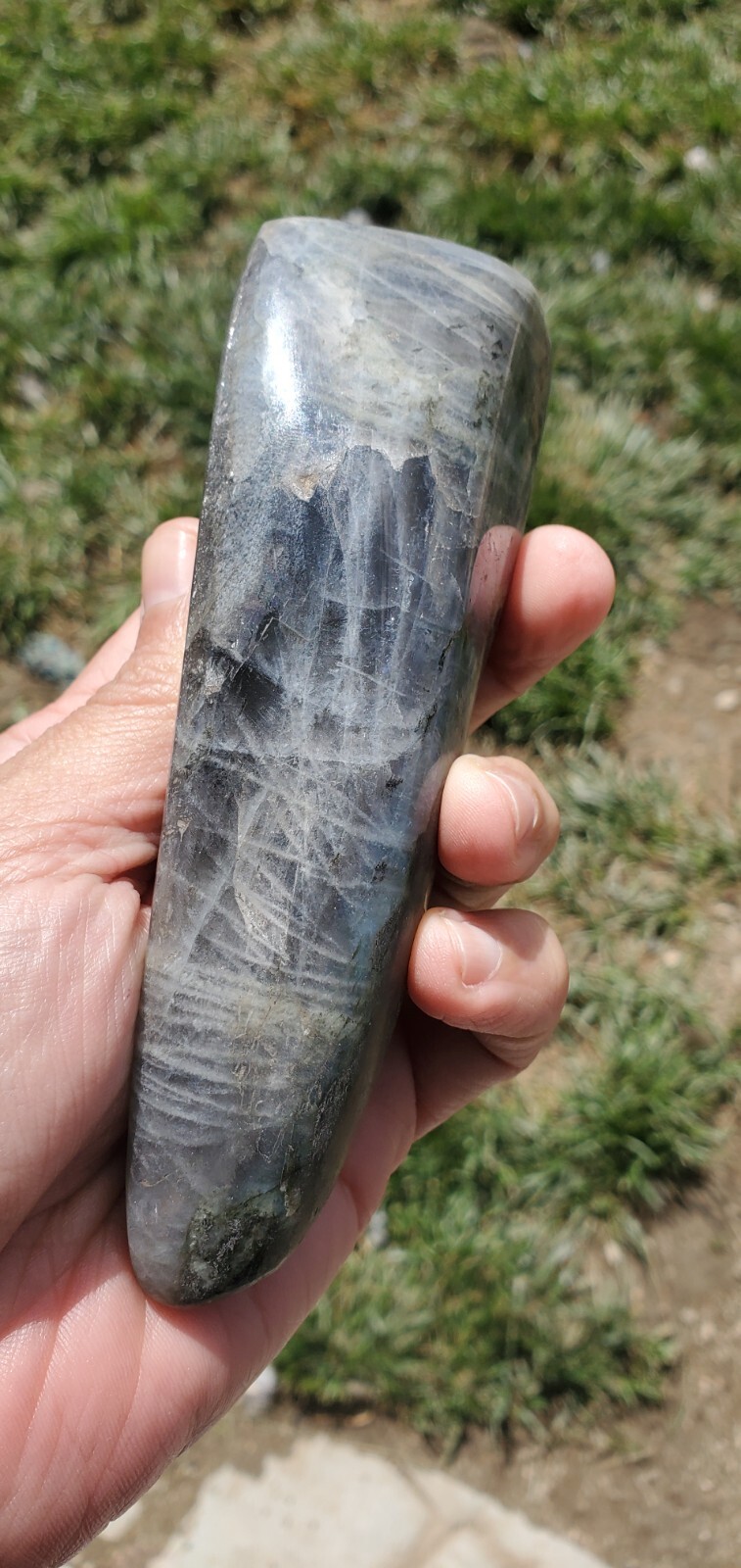 Labradorite Freeform Crystal, Yellow Flashes Decor 390g