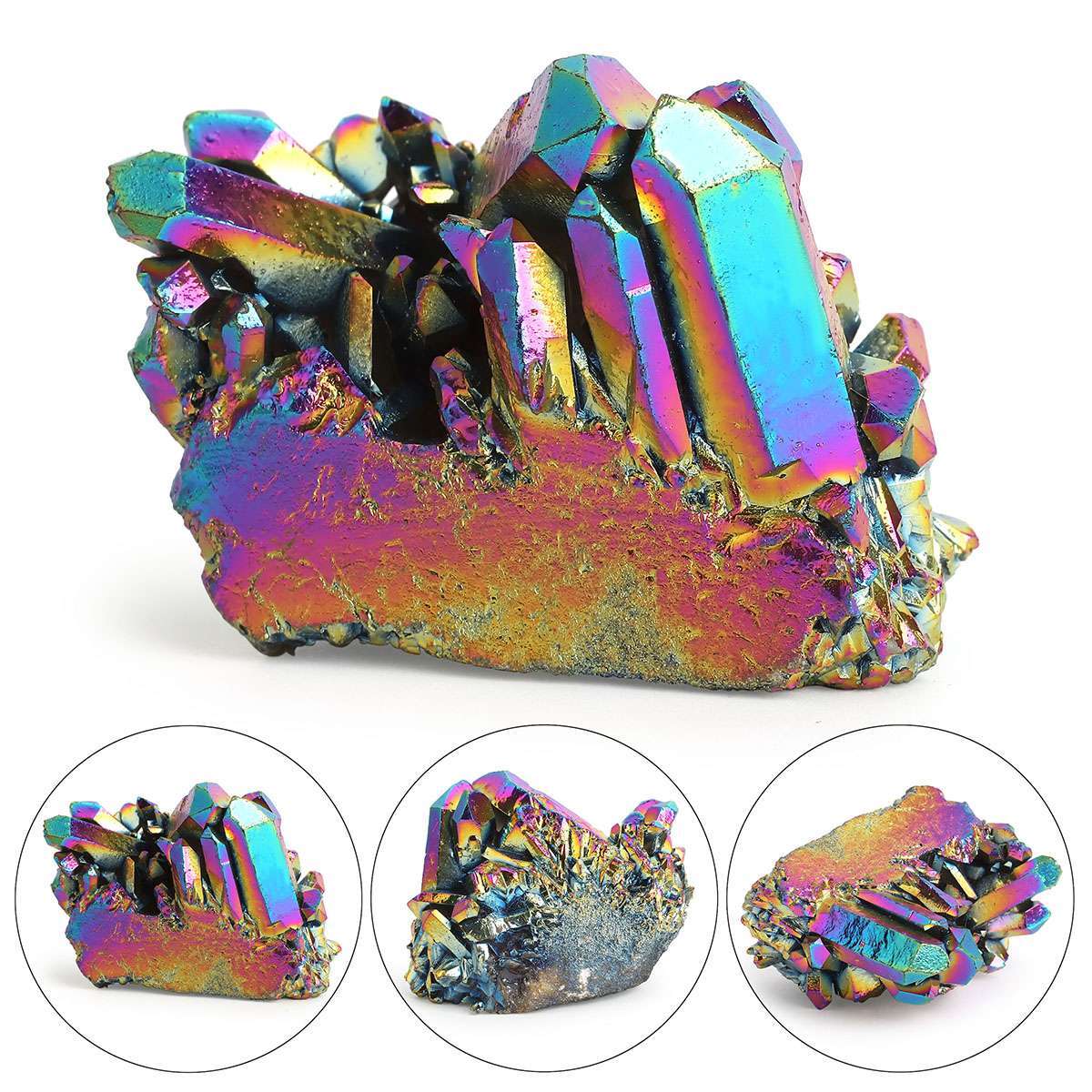 Natural Quartz Crystal Rainbow Titanium Cluster Mineral Specimen Stone 15-100g