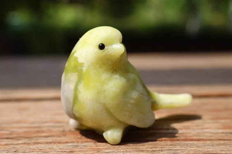 2.4” Natural Lantian jade Quartz Carved Bird Skull Crystal Reiki Decor Gift 1pc
