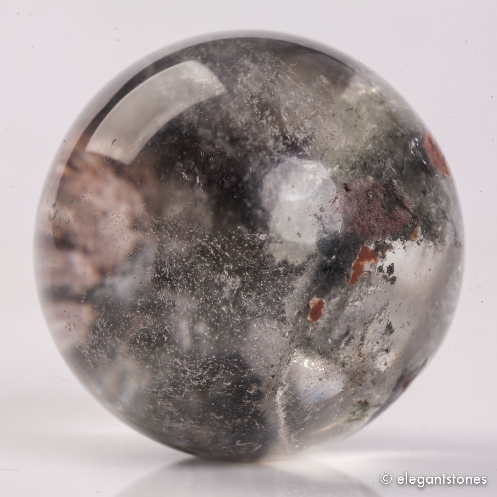 58g34mm Natural Garden/Phantom/Ghost/Lodolite Quartz Crystal Sphere Healing Ball