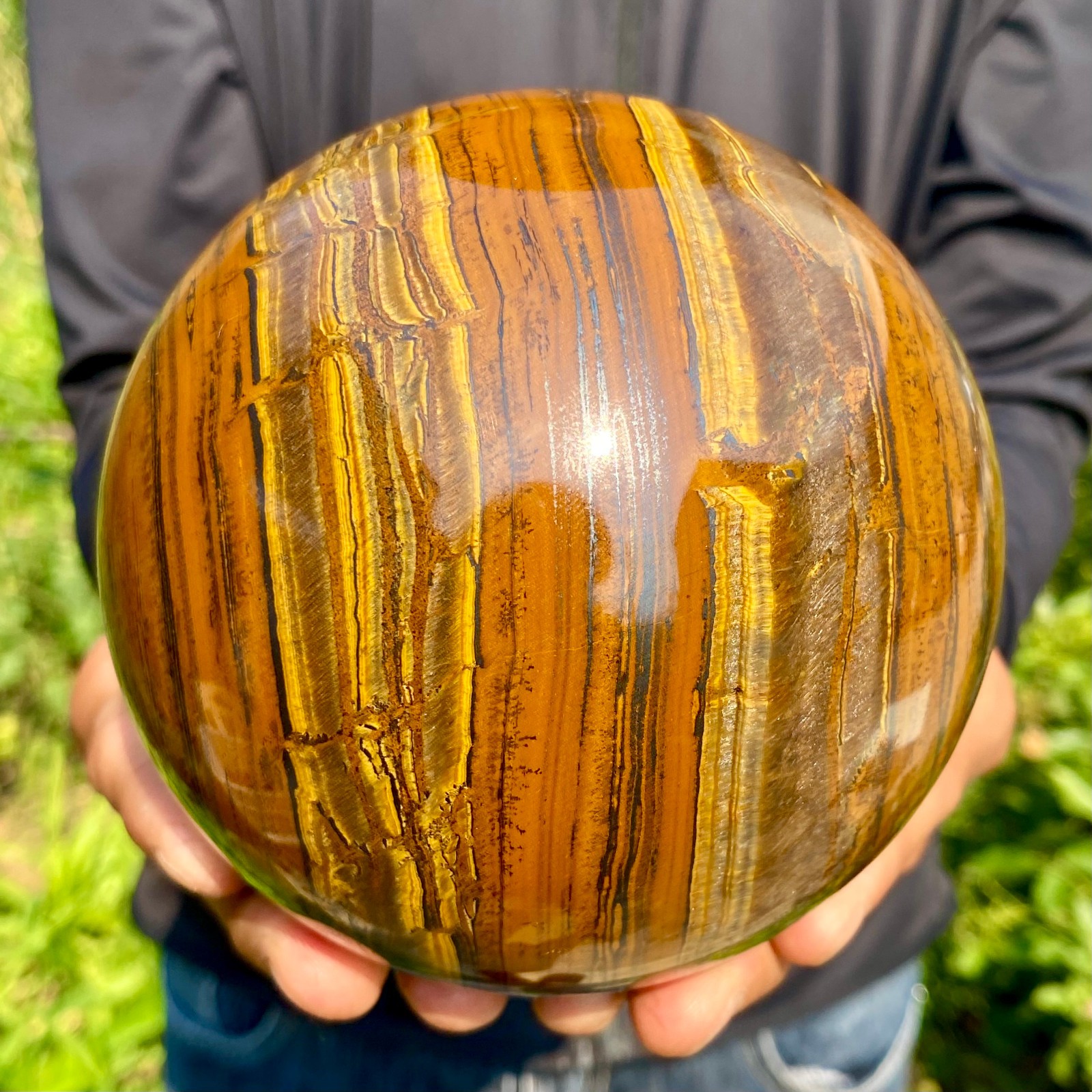 5.37LB Large Natural Tiger Eye Stone Crystal Ball Quartz Healing Sphere Décor