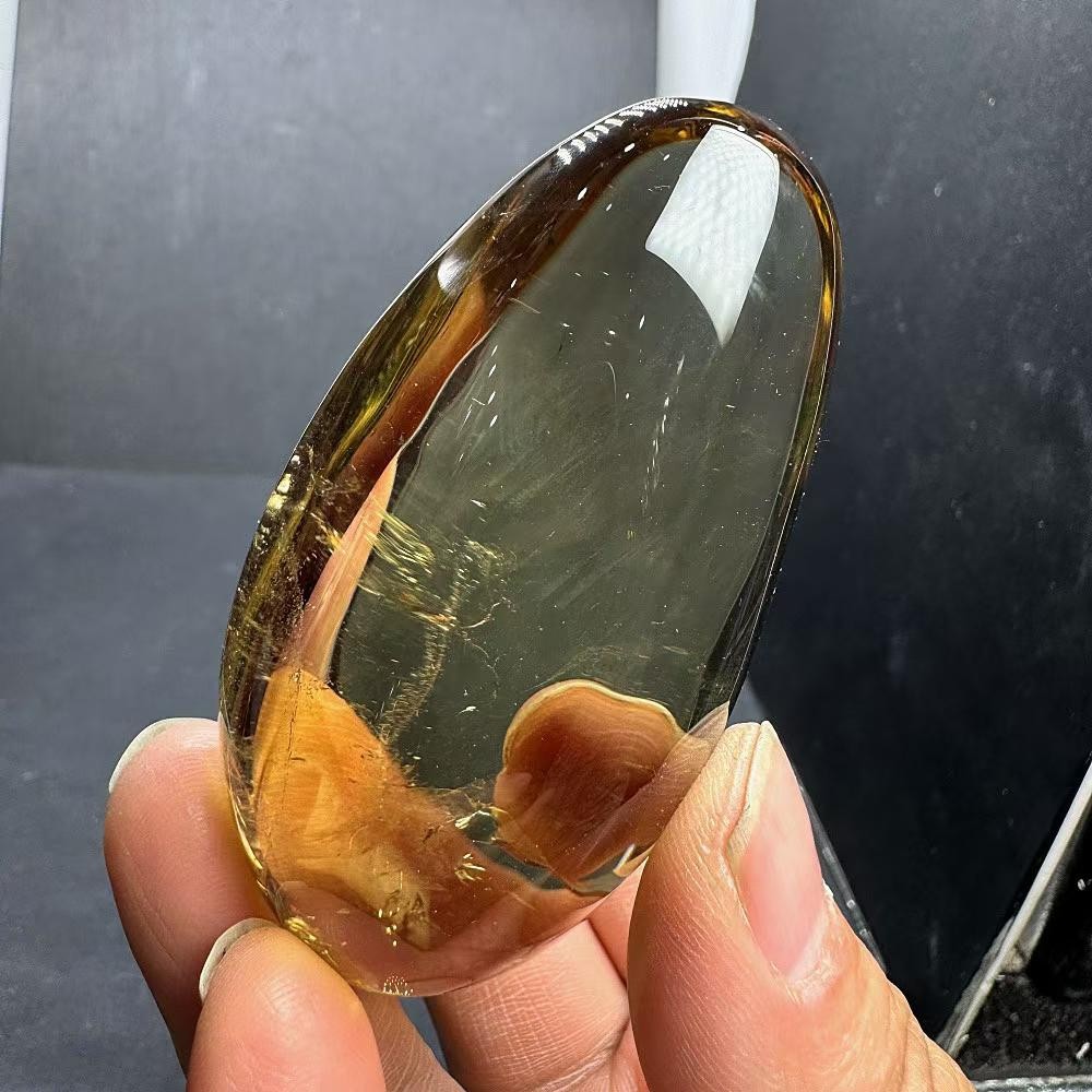 115g Natural Citrine Quartz Carved Palm Energy Crystal Reiki Healing