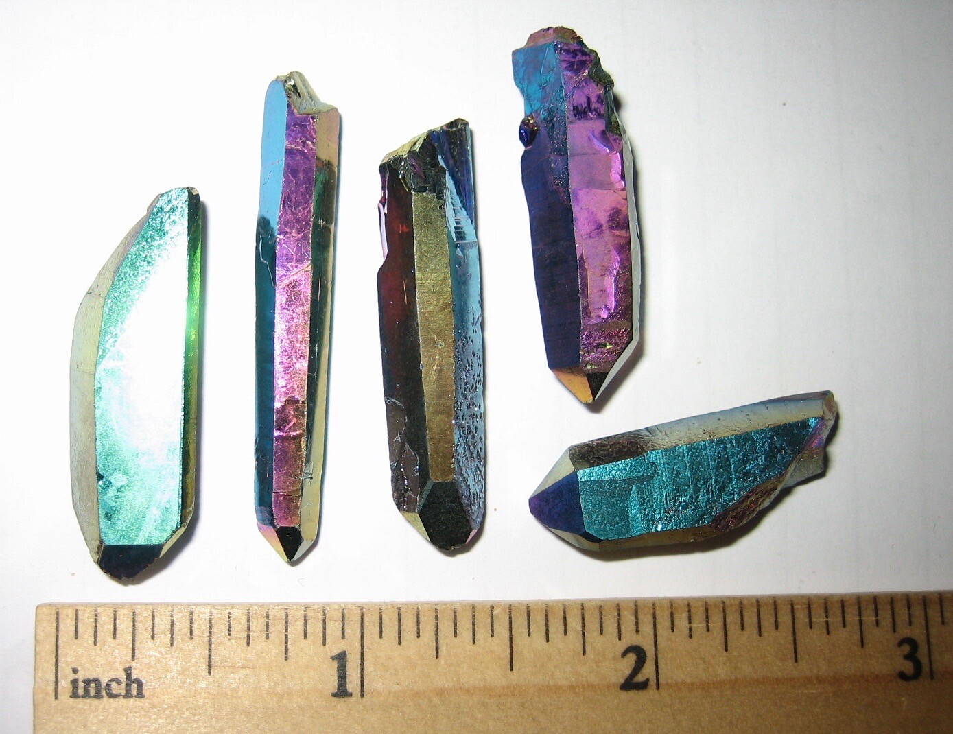 5 SMALL A+ 1″-1.6″ TITANIUM QUARTZ (TREATED IN USA) CRYSTAL POINTS ~ 18.2g *4