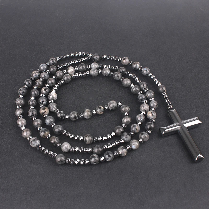 6Mm Natural Stone Black Obsidian Tiger-Eye Lapis Lazuli round Beads Long Necklac