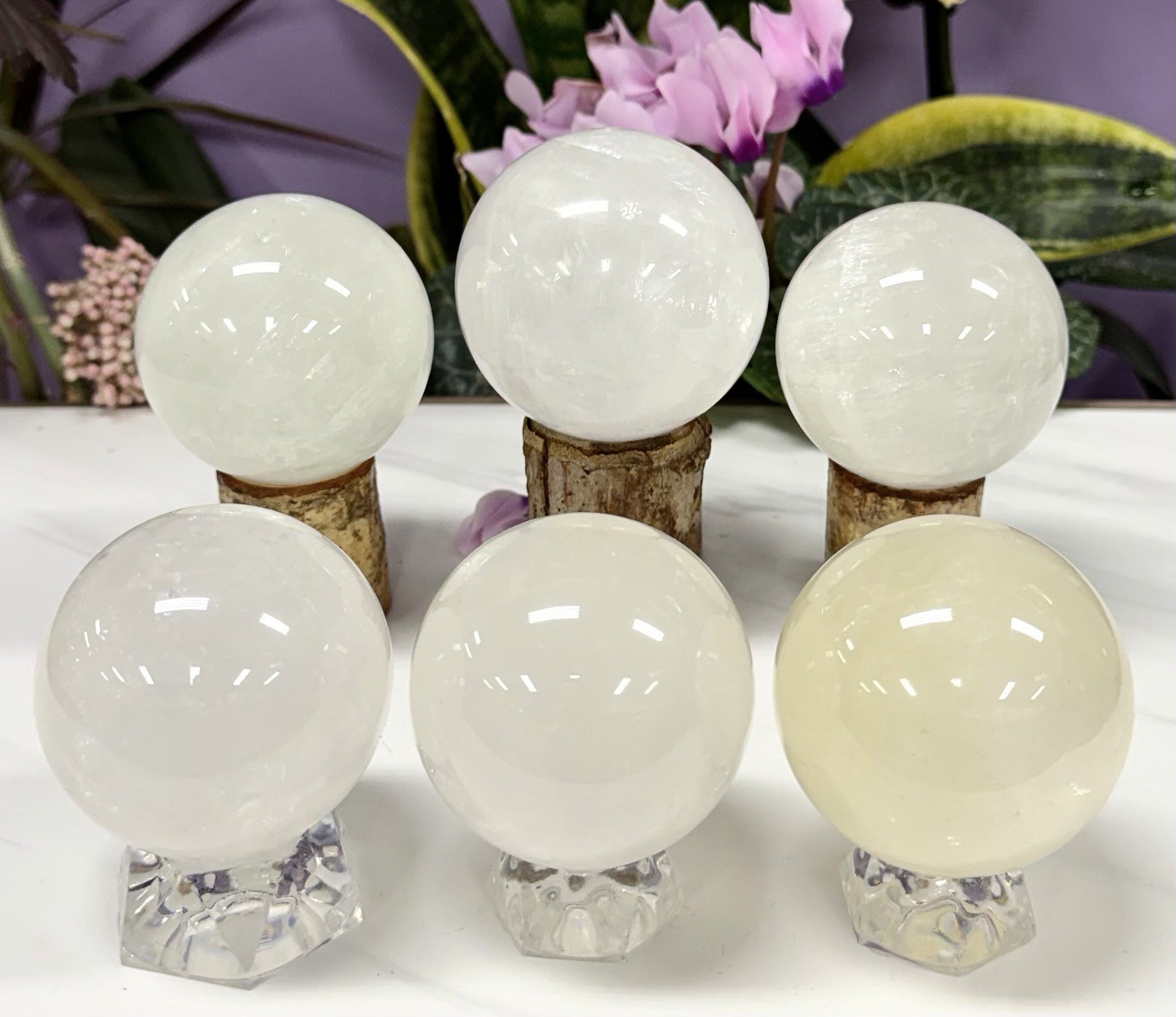 Wholesale Lot 6-7 PCs Natural Calcite Sphere Crystal Ball Healing Energy 3.9-4lb