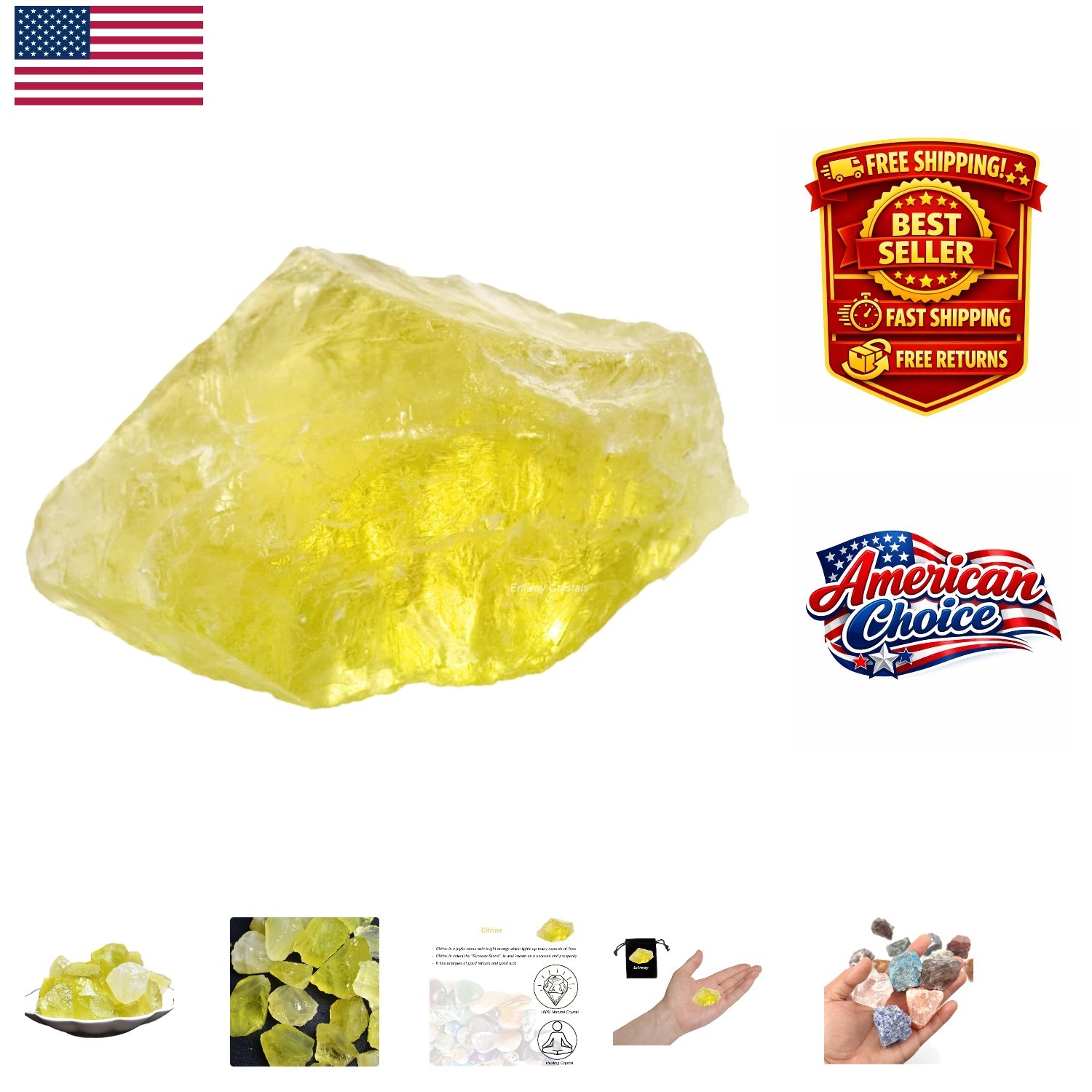 High Luster Raw Citrine Crystals (1.25-2”) – Perfect for Meditation & Wicca