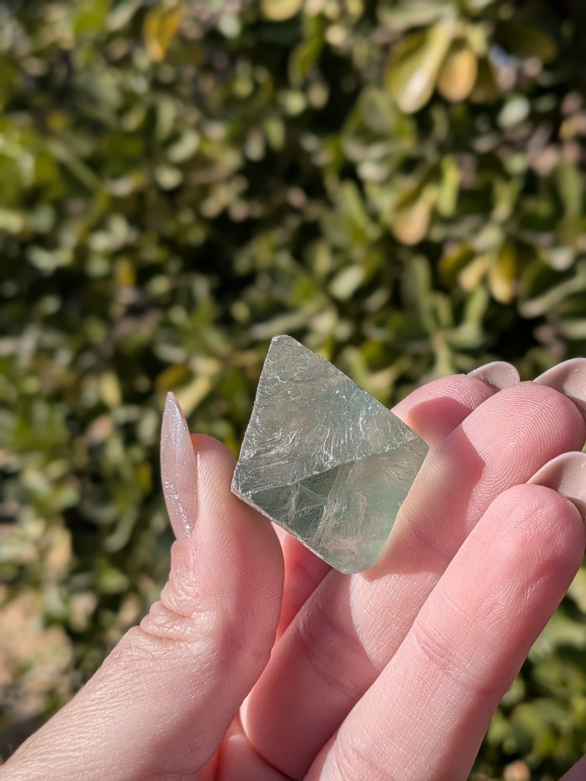Raw Natural Green Fluorite Octahedron Crystal