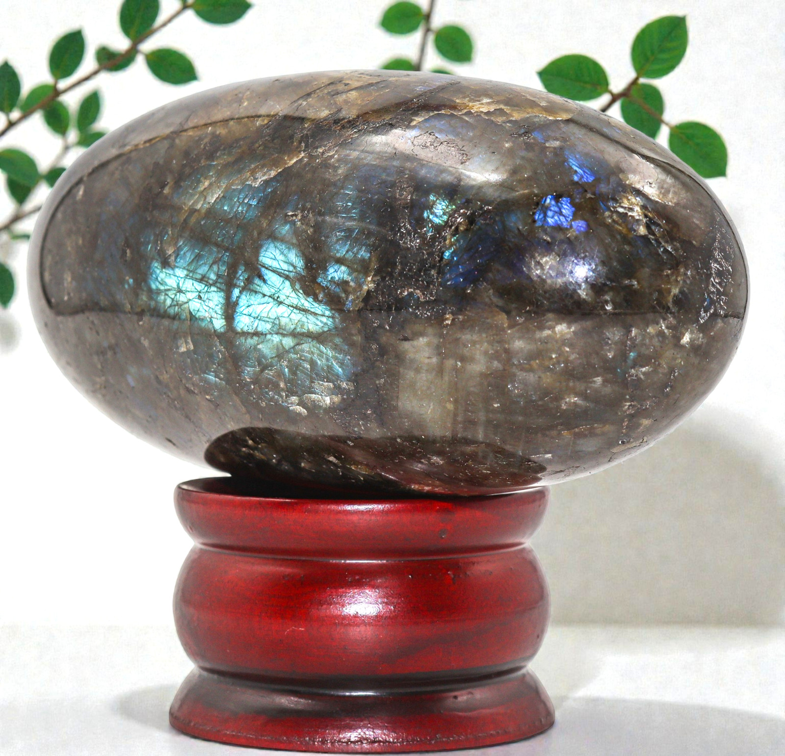 Flashy Green LABRADORITE Crystal Quartz Healing Energy Stone Lingam 180mm