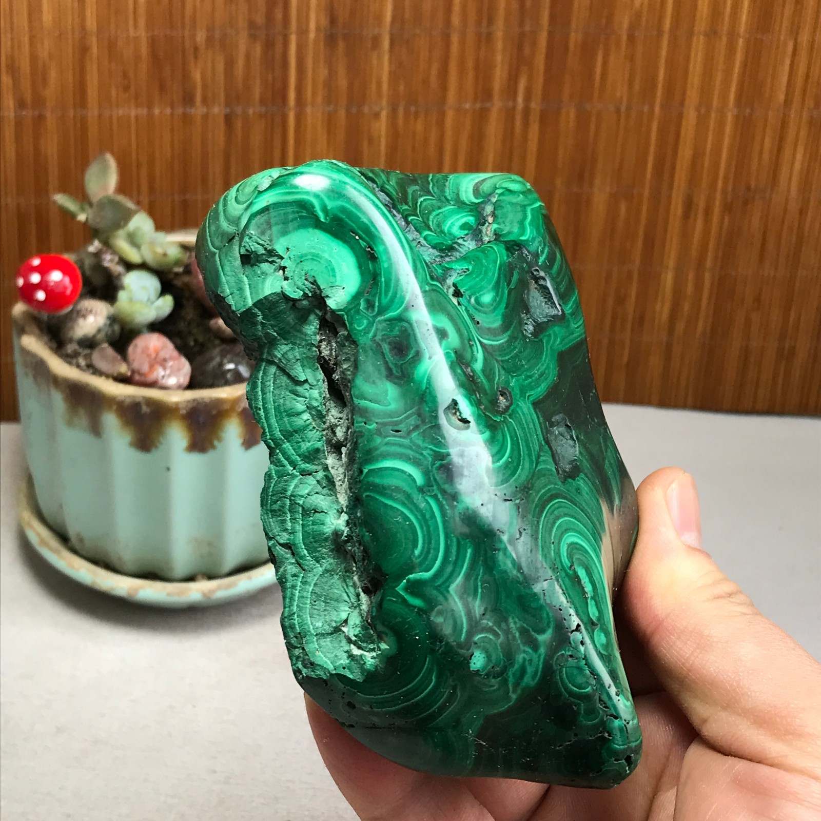 943g Natural Malachite Rough/Polish original mineral Crystal Specimen A4598