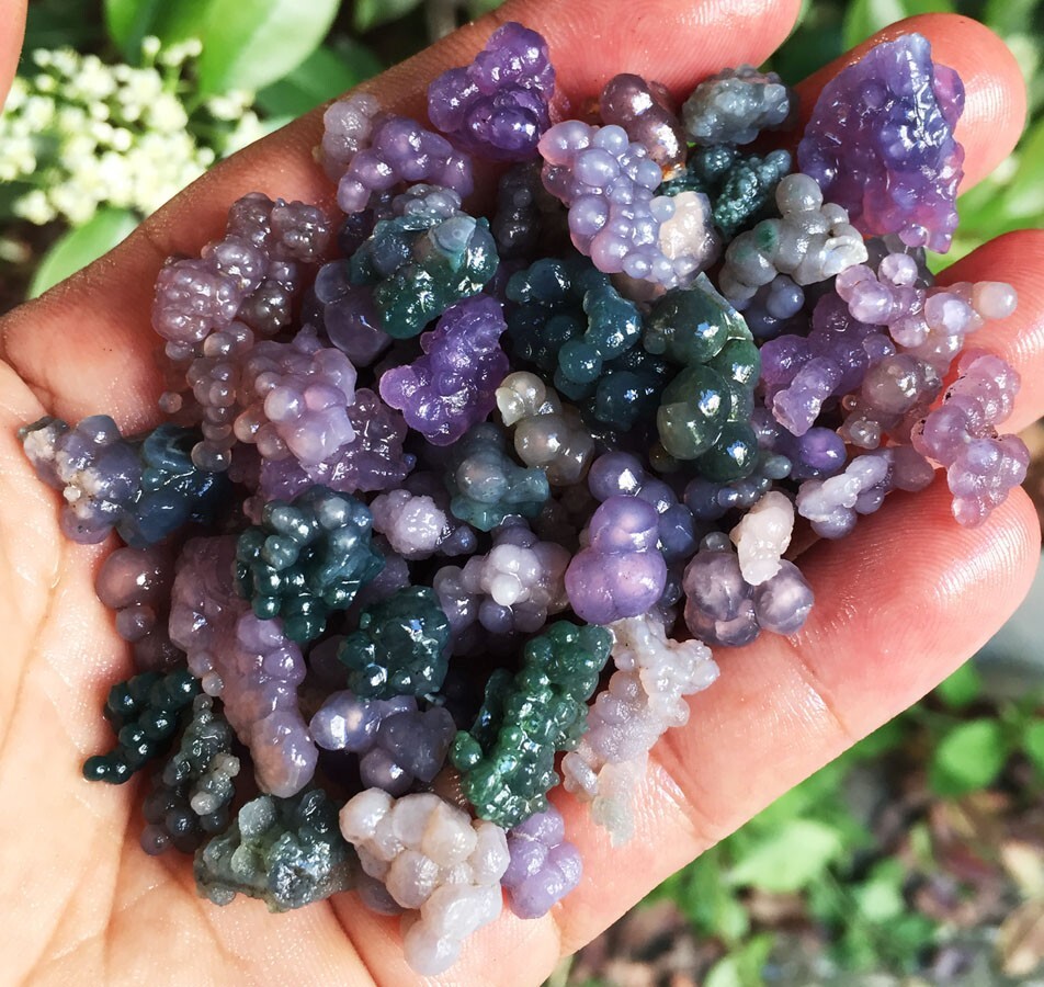 100g 50-90Natural Botryoidal Chalcedony Starlight Purple Grape Agate Grain ag100