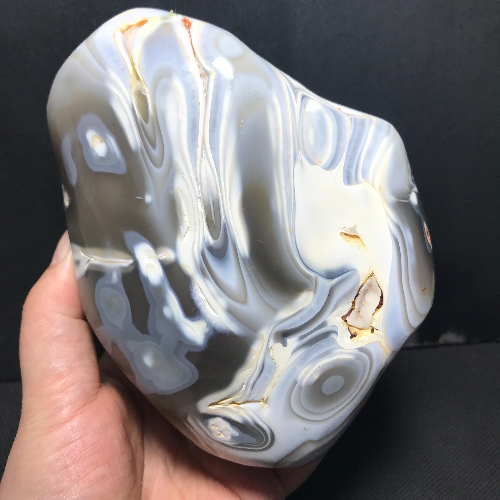 1116g Natural Botswana Agate Black White Scenic Pattern Display Specimen 03