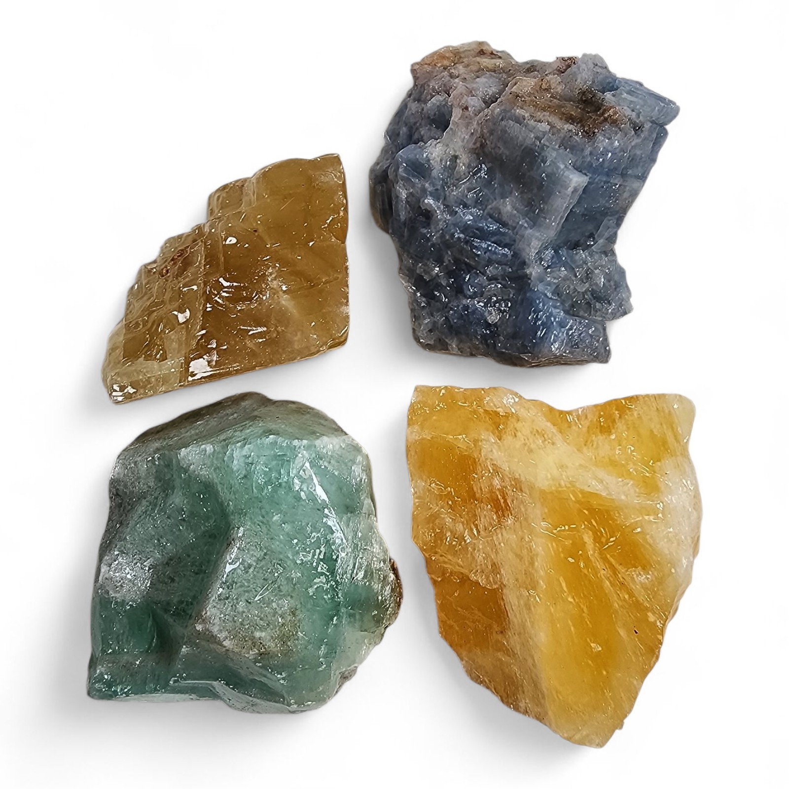 Orange Red Blue and Green Calcite Crystal Specimens Mexico 268.1 grams