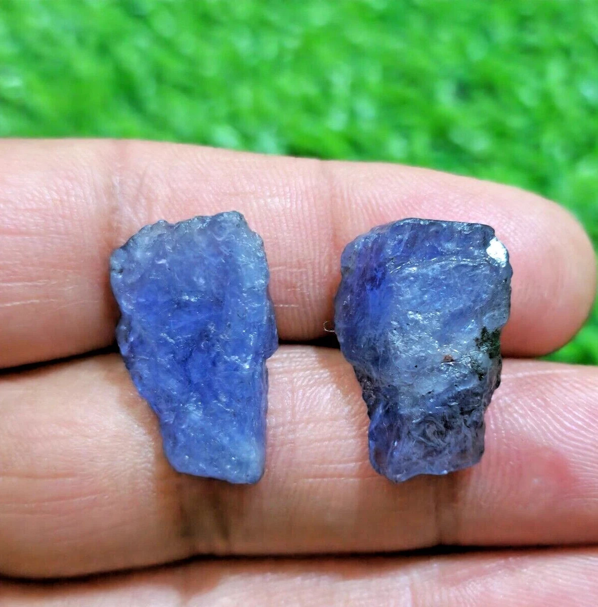 Beautiful A+ Earth Mined Blue Tanzanite Raw 2 Piece Size 24-25 MM Loose Gemstone