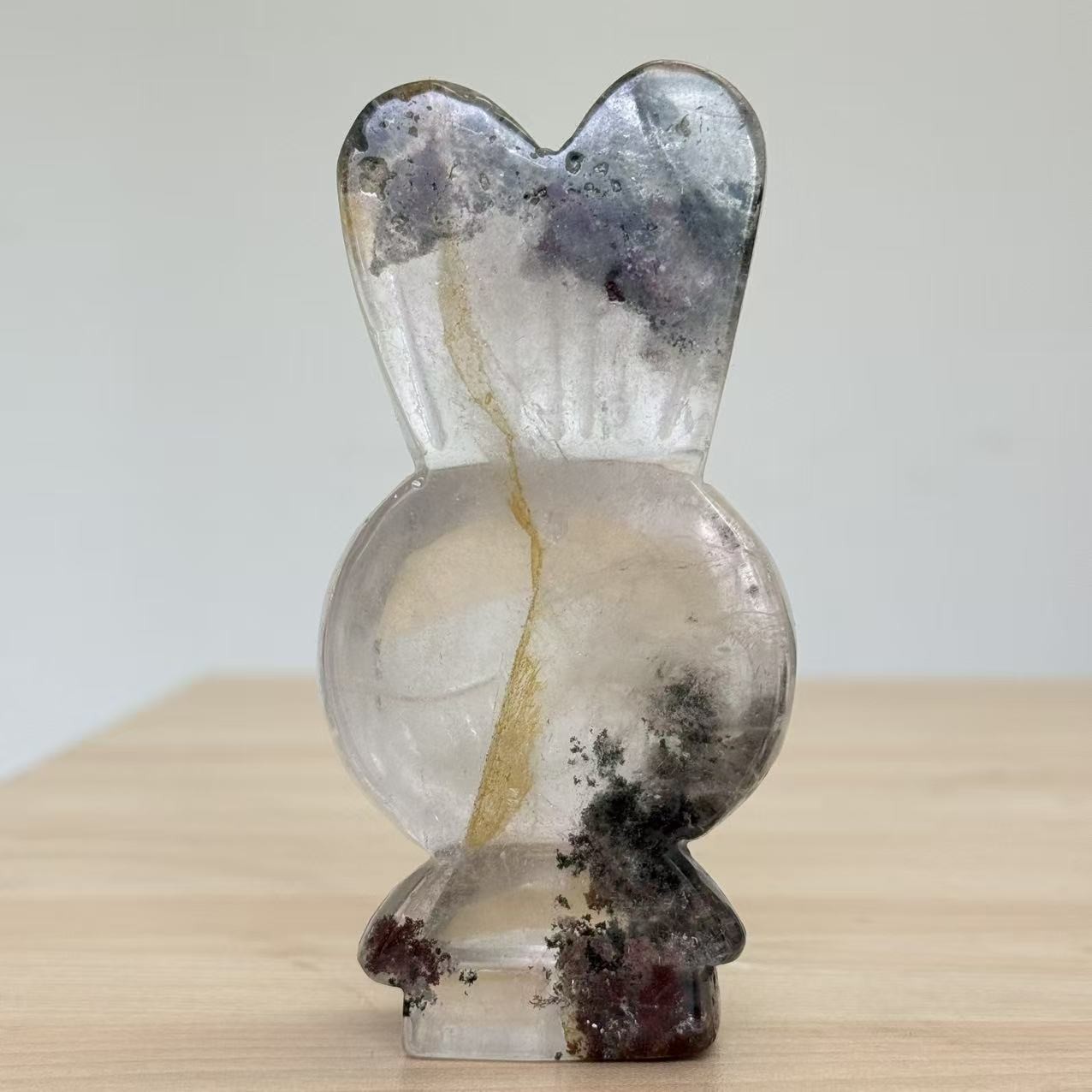 300g Natural Garden Quartz Cute Bunny Crystal Carving Healing Table Decor