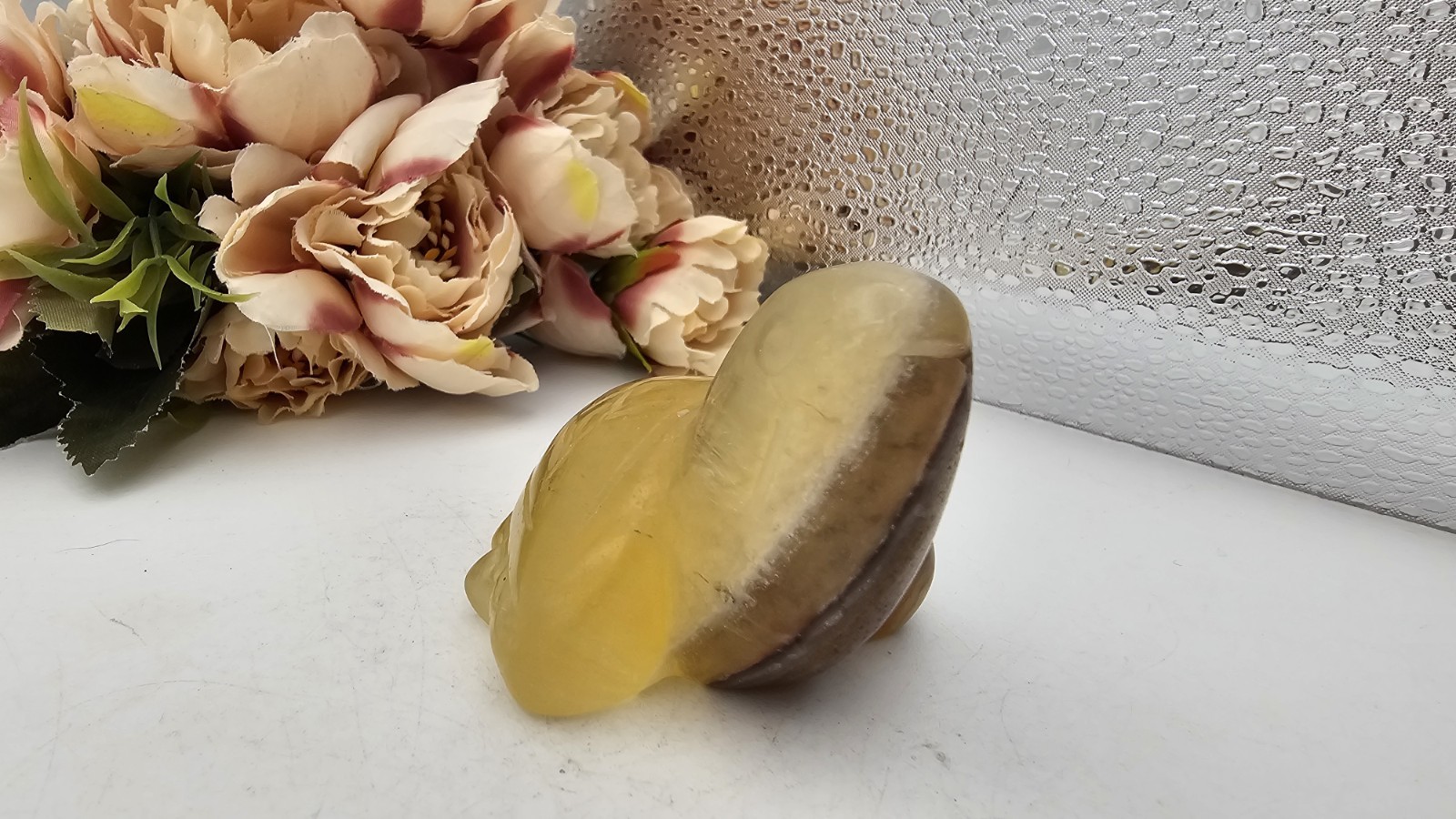 Rainbow yellow Fluorite crystal turtle tortoise Carving 133g 7.1cm
