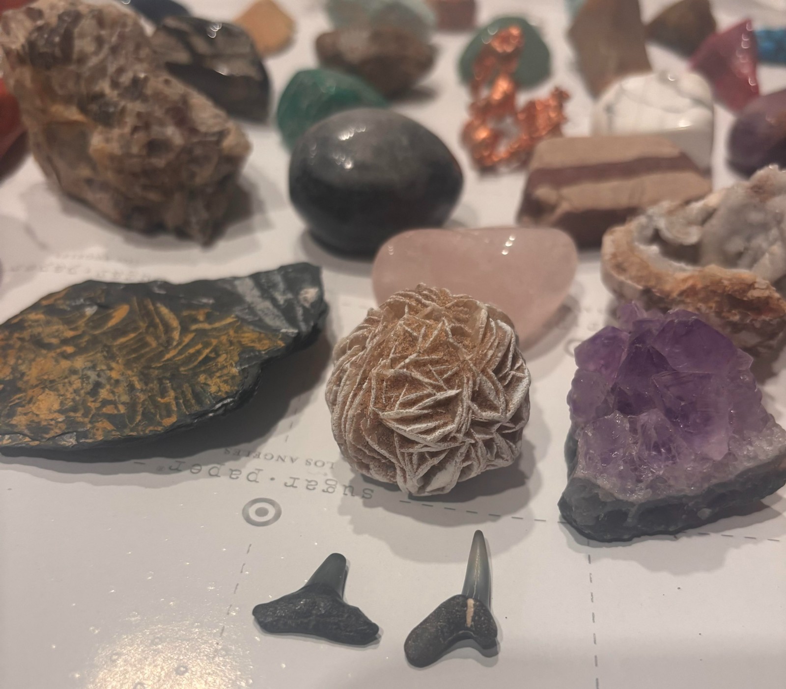 Gemstone Rocks Minerals Collection Shark Teeth Agate Amethyst Tiger Eye Lapis