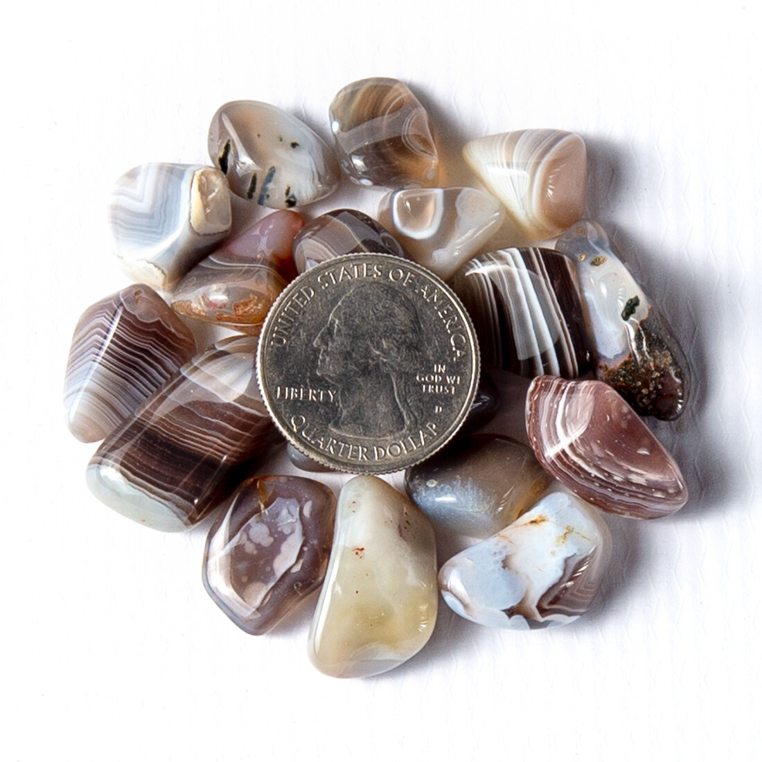 1/2 lb Tumbled Gray Botswana Agate Gemstone Crystals 70-110 Stones Gem Specimens