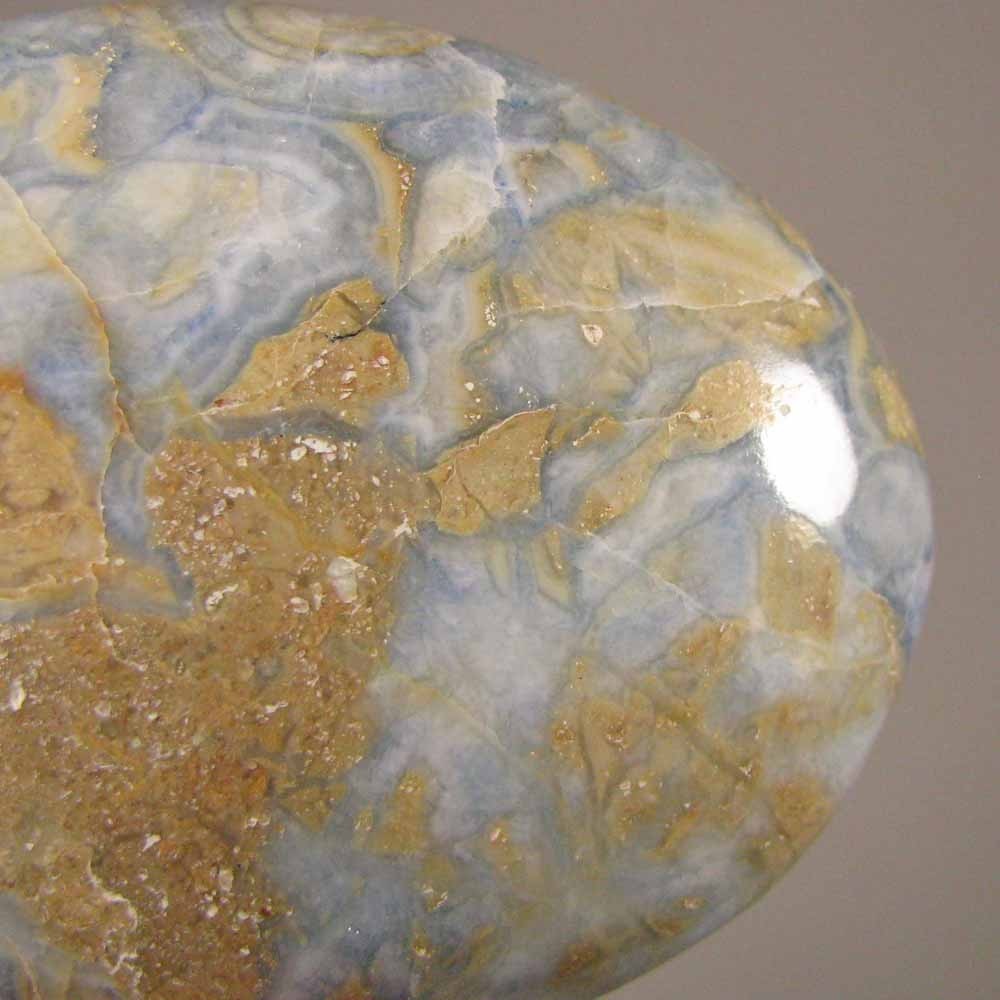 2.7″ Blue SCHEELITE Dolomite Calcite Polished Palm Stone – Erzurum, Turkey