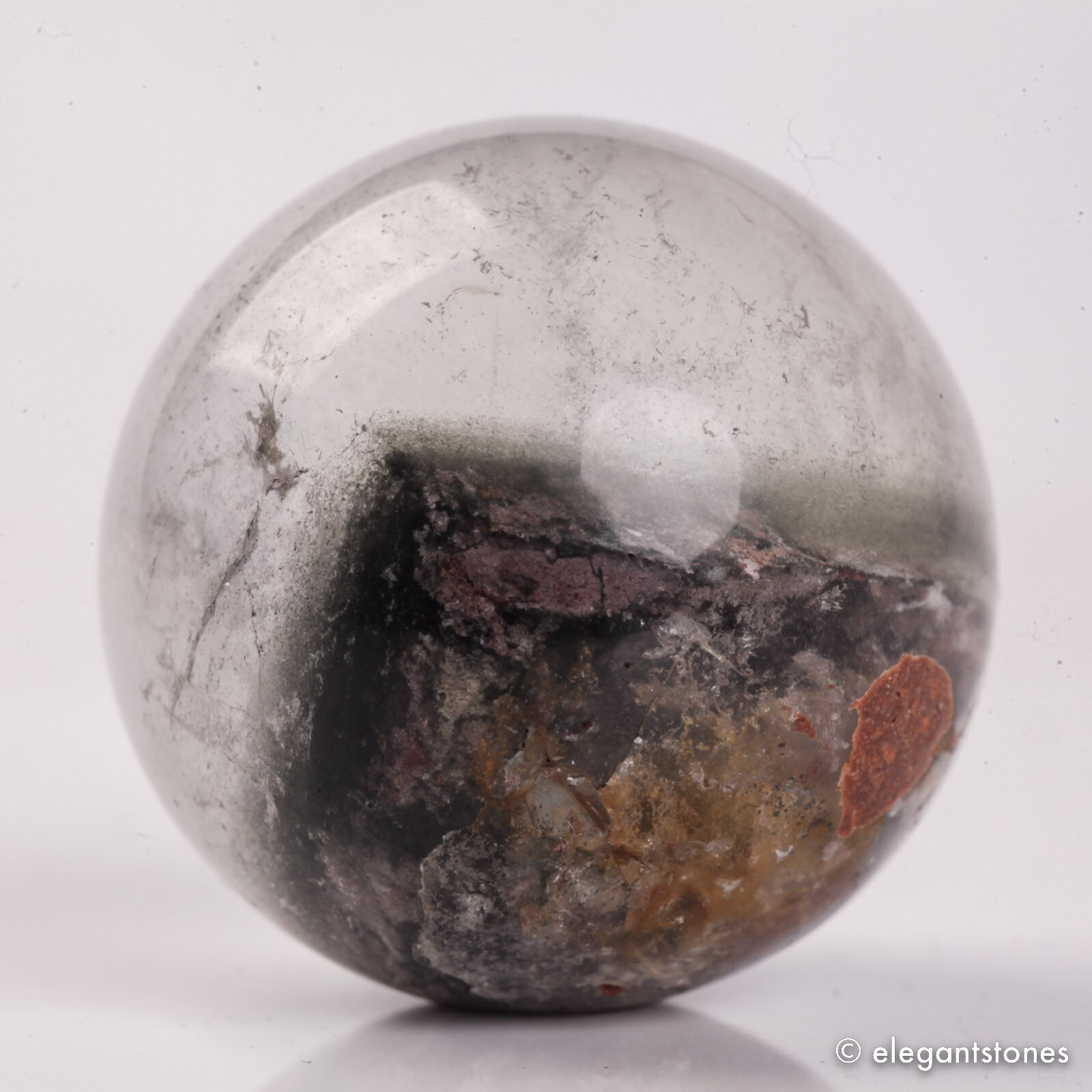 50g33mm Natural Garden/Phantom/Ghost/Lodolite Quartz Crystal Sphere Healing Ball