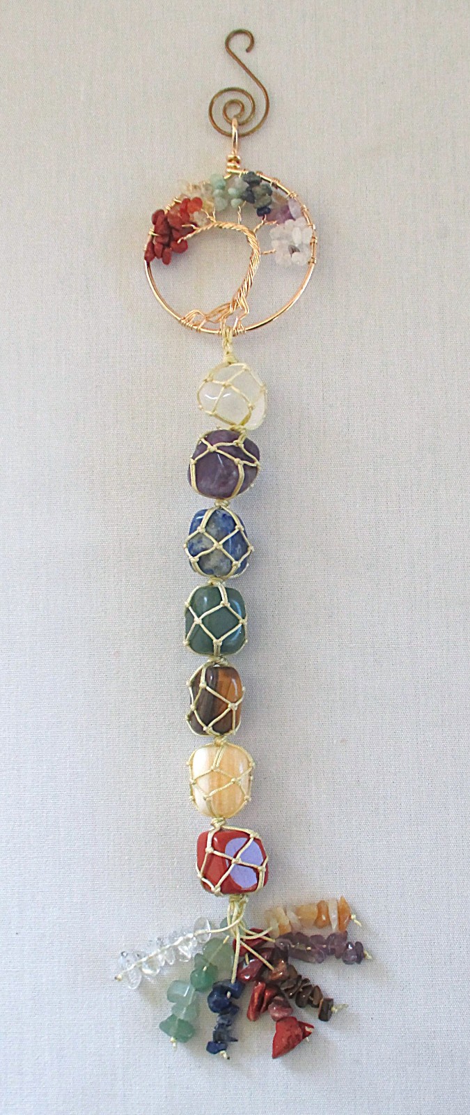 Semi Precious Stone Tree of Life Wall Hanging with 7 Chakra Stones