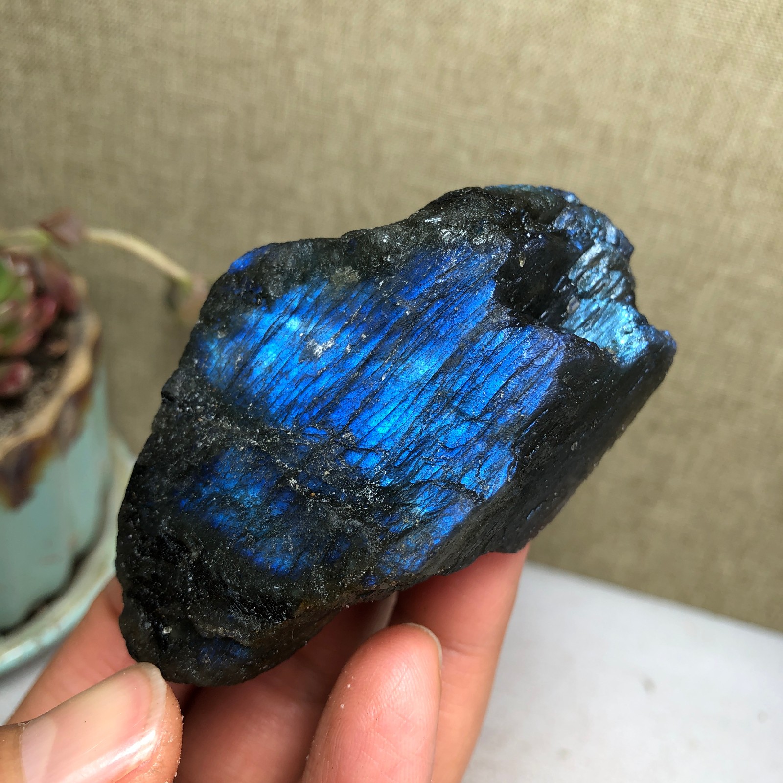 70mm Natural Labradorite Crystal gemstone rough original Specimen 142g A3458