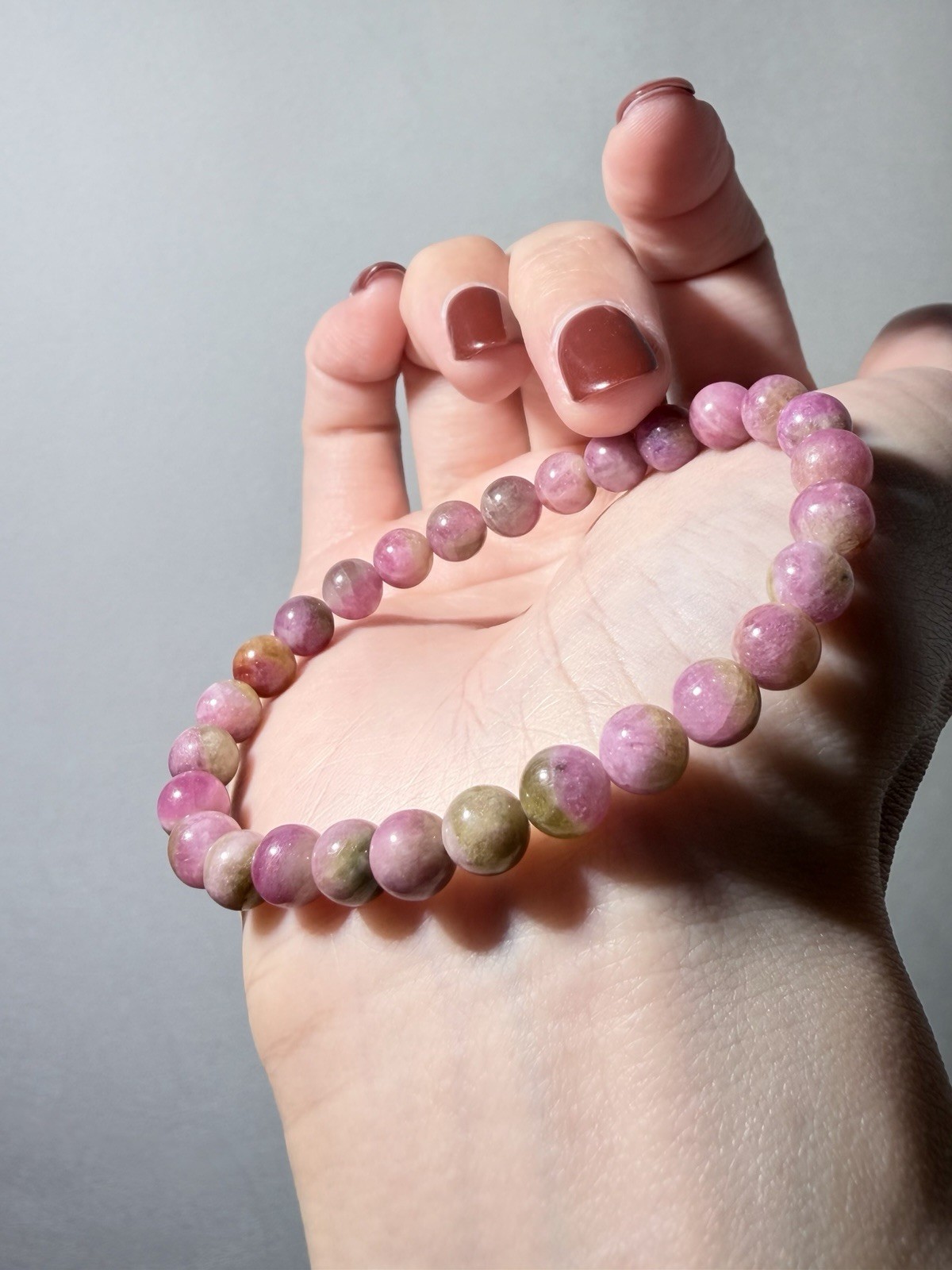 Natural Watermelon Bi-color Pink & Green Tourmaline Bracelet