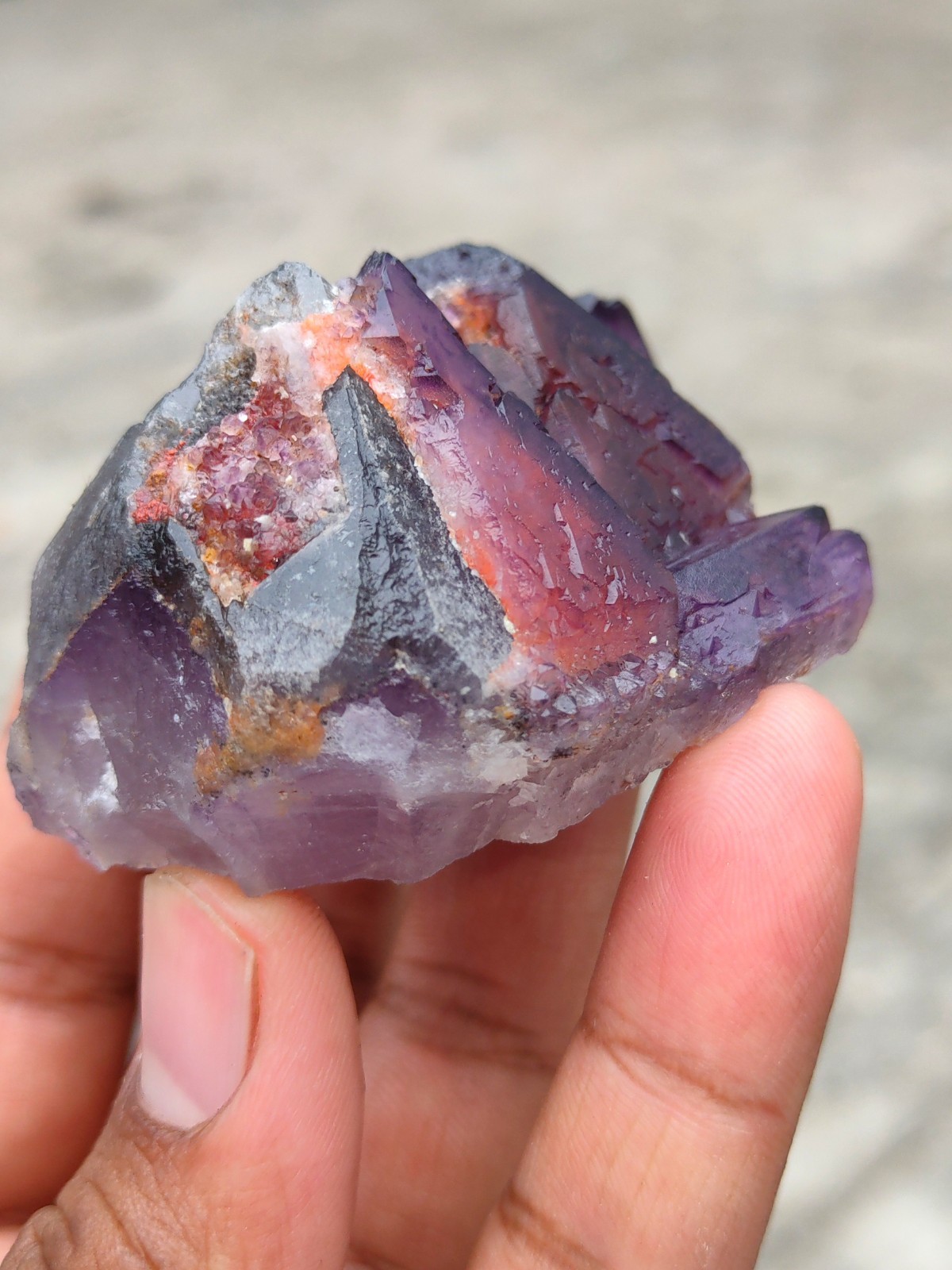 Natural Mineral specimen, Alien Amethyst Red Phantom Hematite Quartz